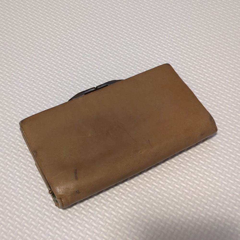 LEATHER Tan / green wallet - Picture 4 of 6